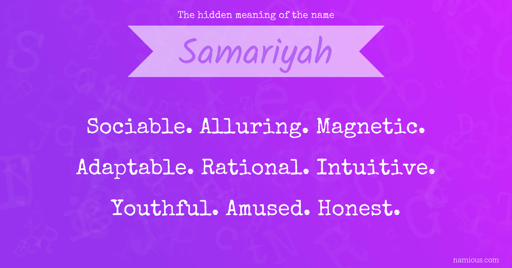 The hidden meaning of the name Samariyah