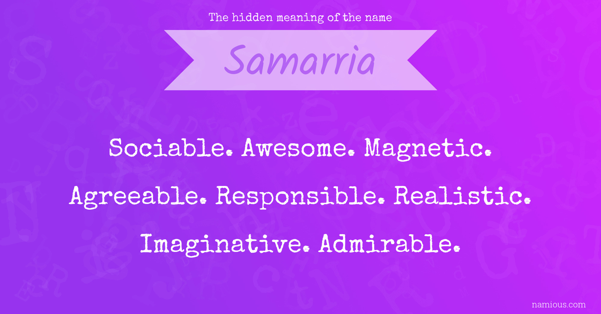 The hidden meaning of the name Samarria