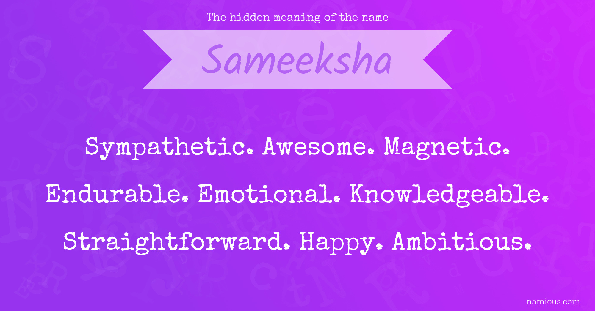 The hidden meaning of the name Sameeksha