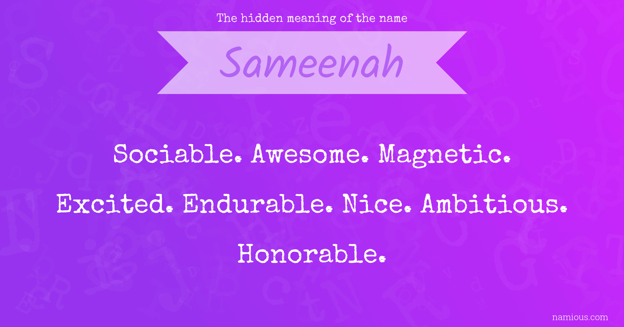 The hidden meaning of the name Sameenah