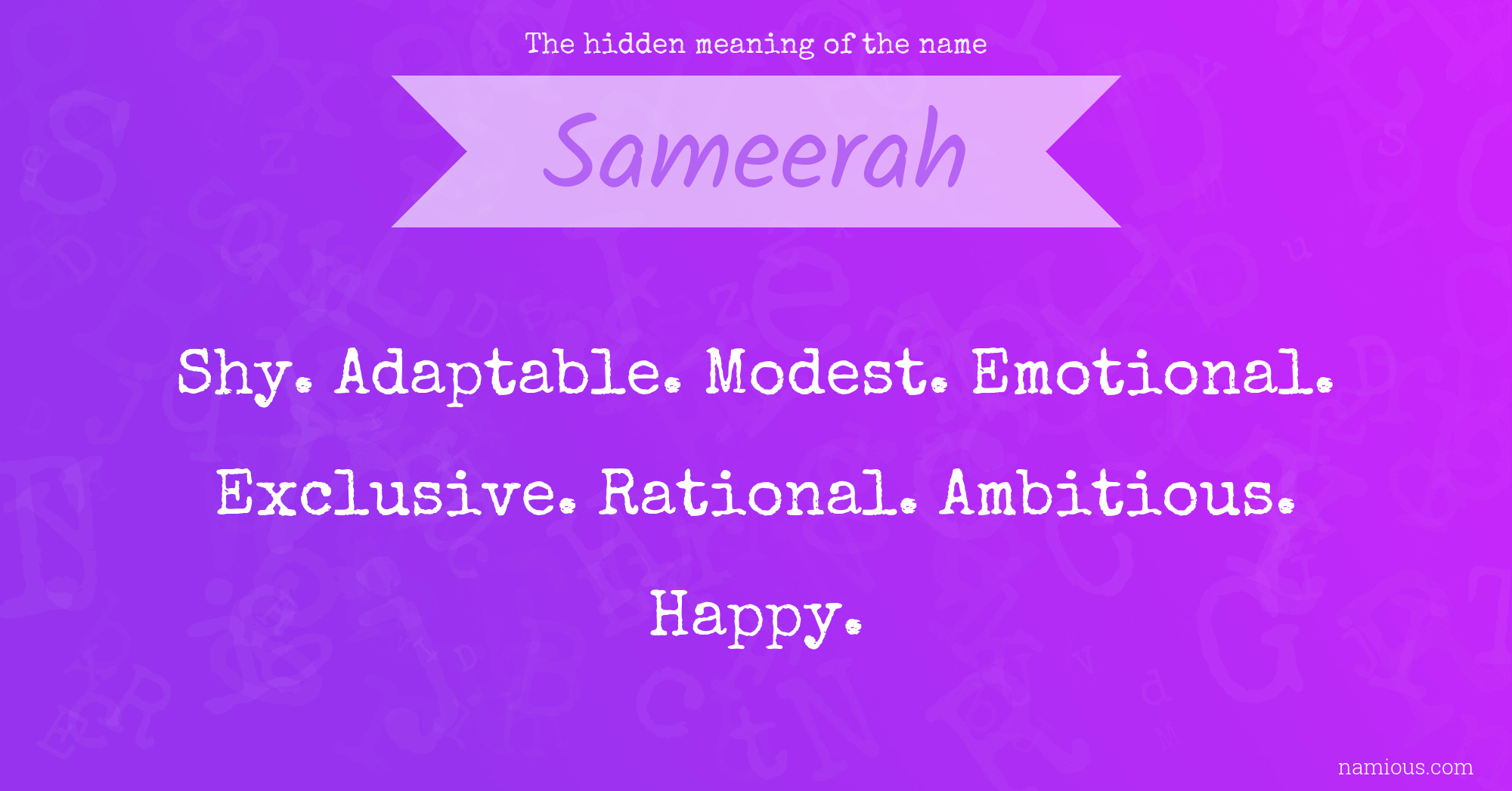 The hidden meaning of the name Sameerah