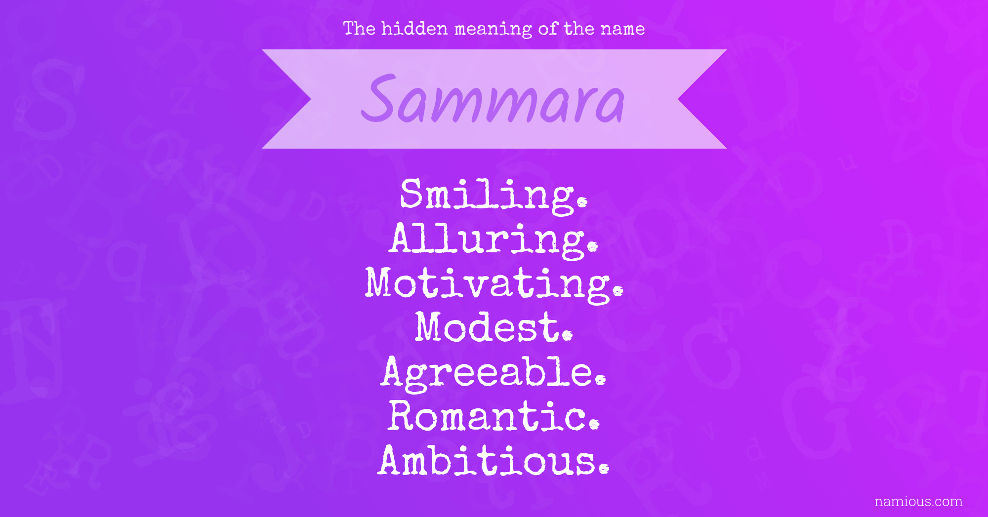 The hidden meaning of the name Sammara