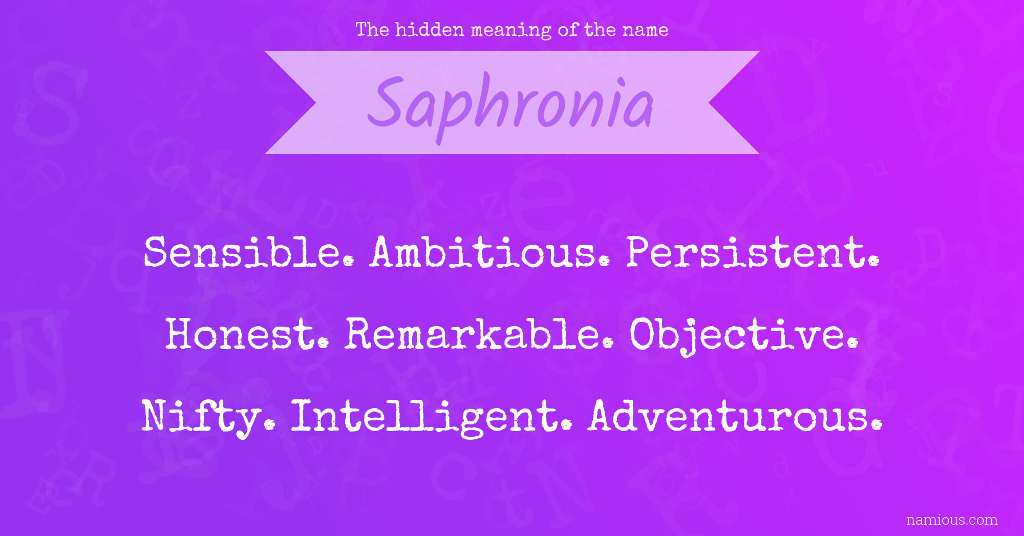 The hidden meaning of the name Saphronia