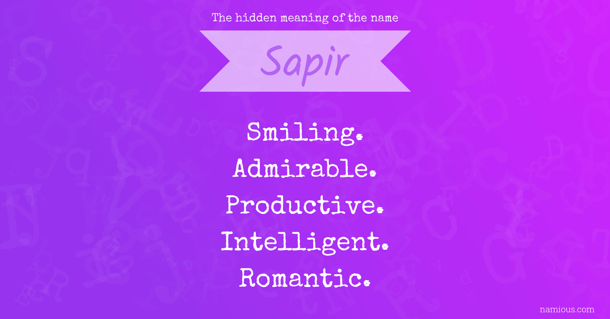 The hidden meaning of the name Sapir