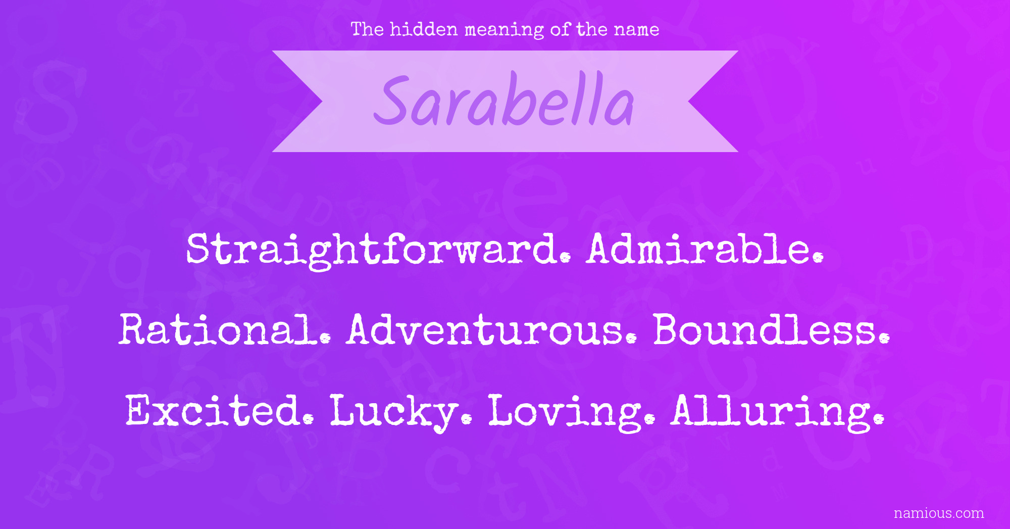 The hidden meaning of the name Sarabella