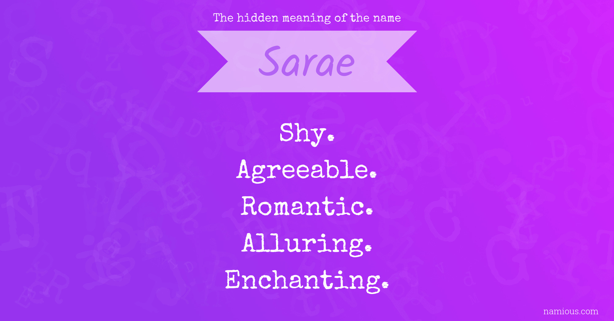 The hidden meaning of the name Sarae