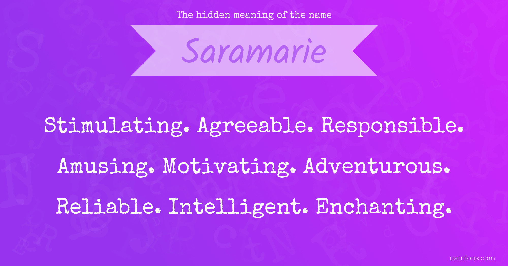 The hidden meaning of the name Saramarie