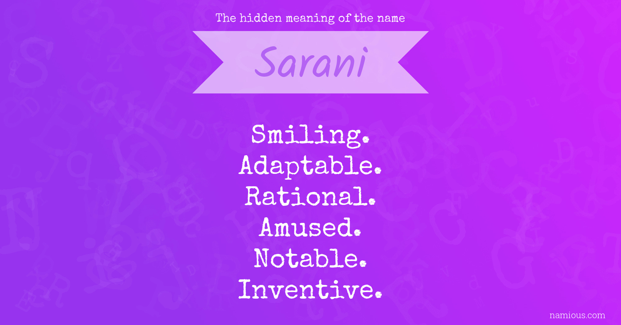 The hidden meaning of the name Sarani