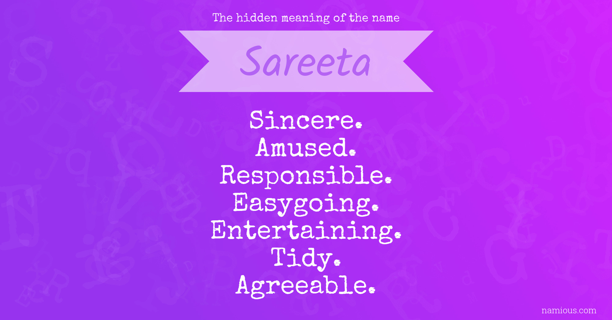 The hidden meaning of the name Sareeta