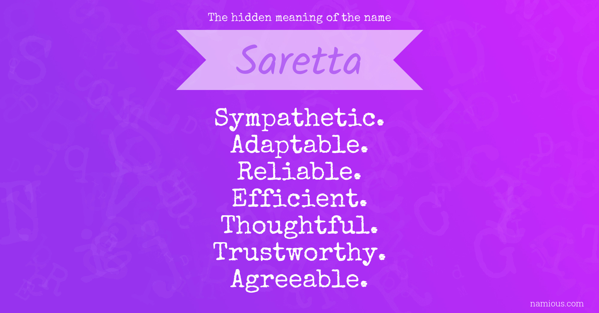 The hidden meaning of the name Saretta