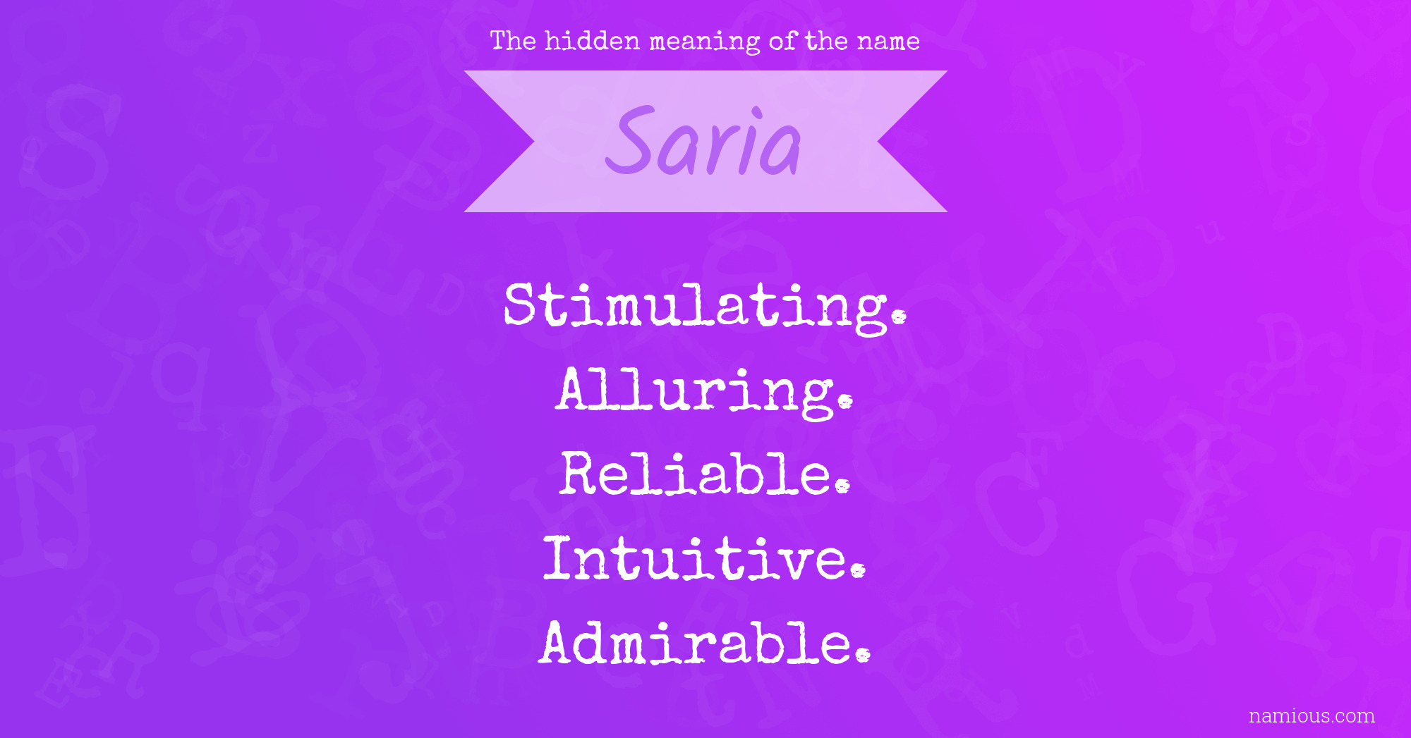 The hidden meaning of the name Saria