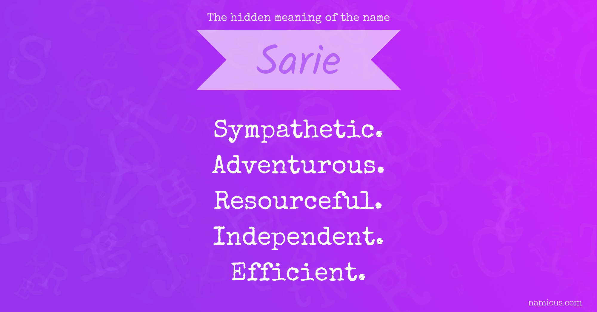 The hidden meaning of the name Sarie