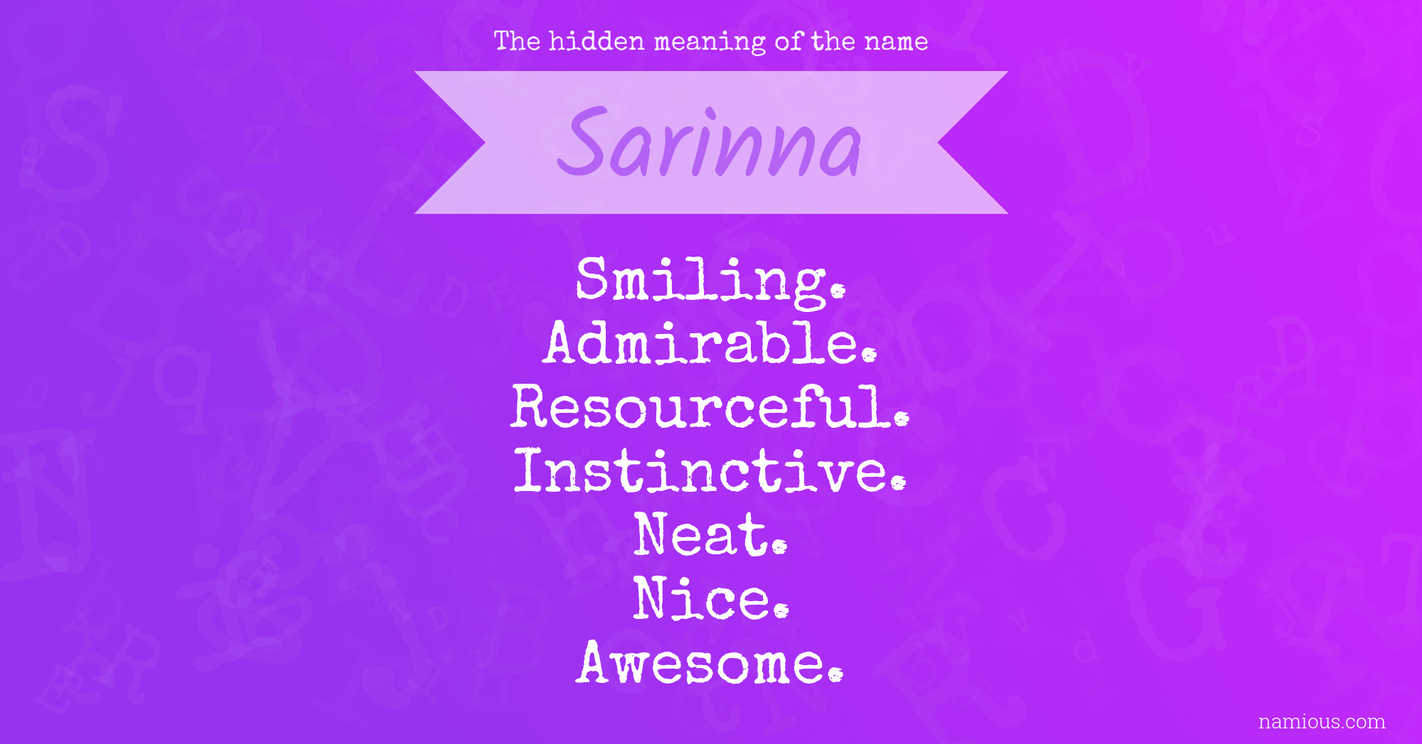 The hidden meaning of the name Sarinna