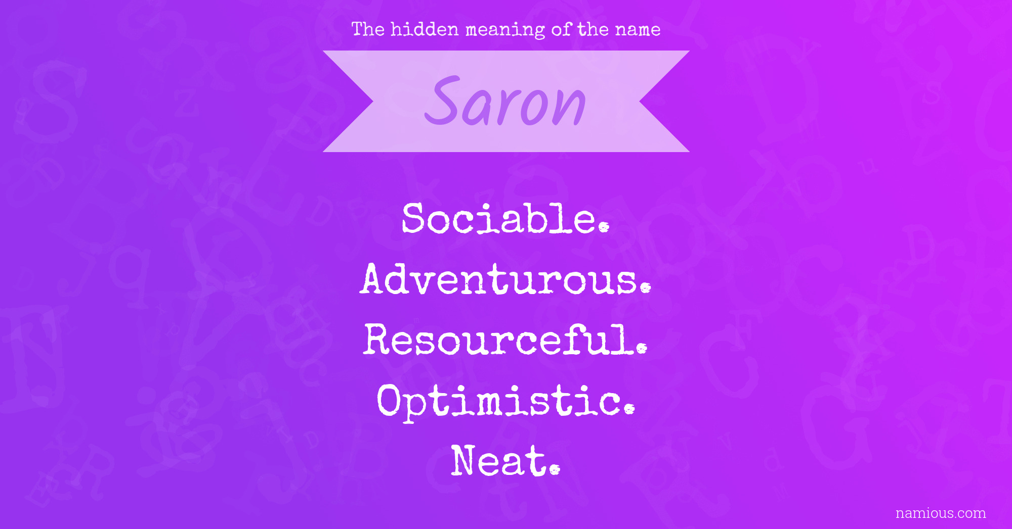 The hidden meaning of the name Saron