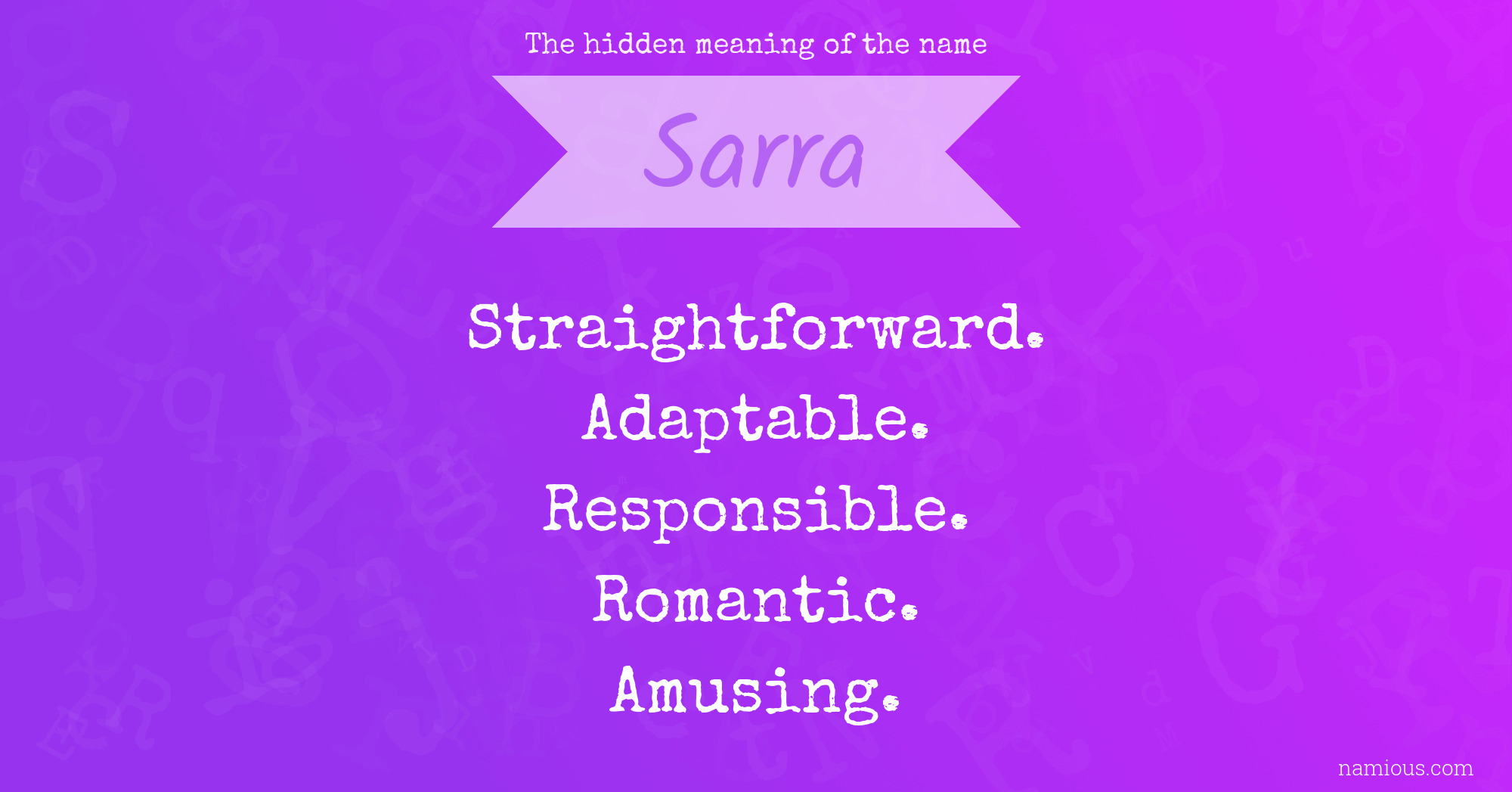 The hidden meaning of the name Sarra