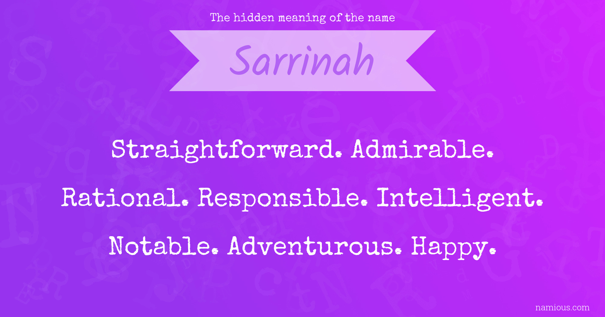 The hidden meaning of the name Sarrinah