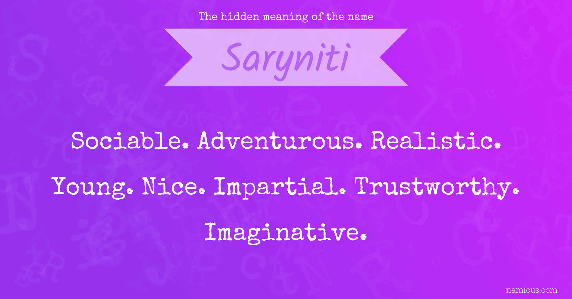 The hidden meaning of the name Saryniti