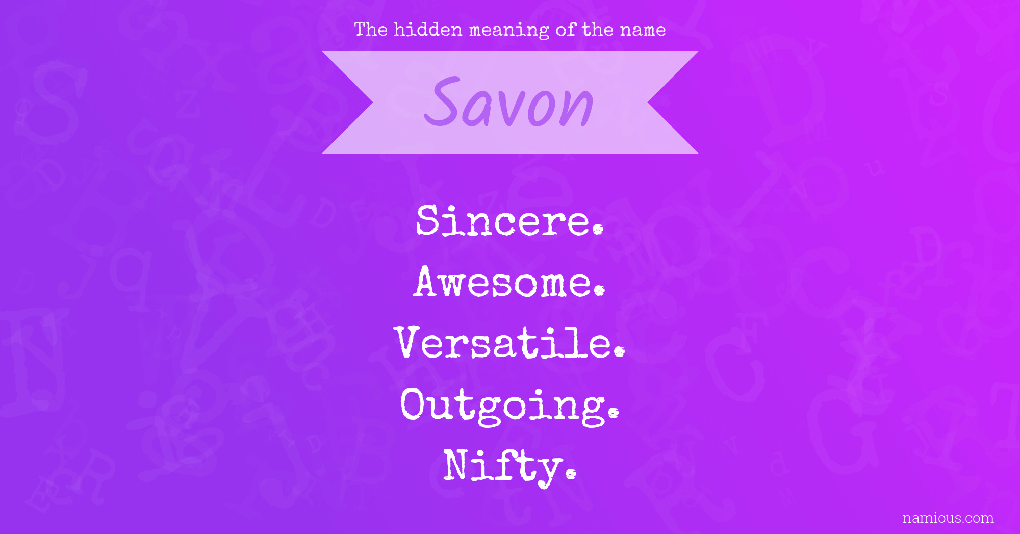 The hidden meaning of the name Savon