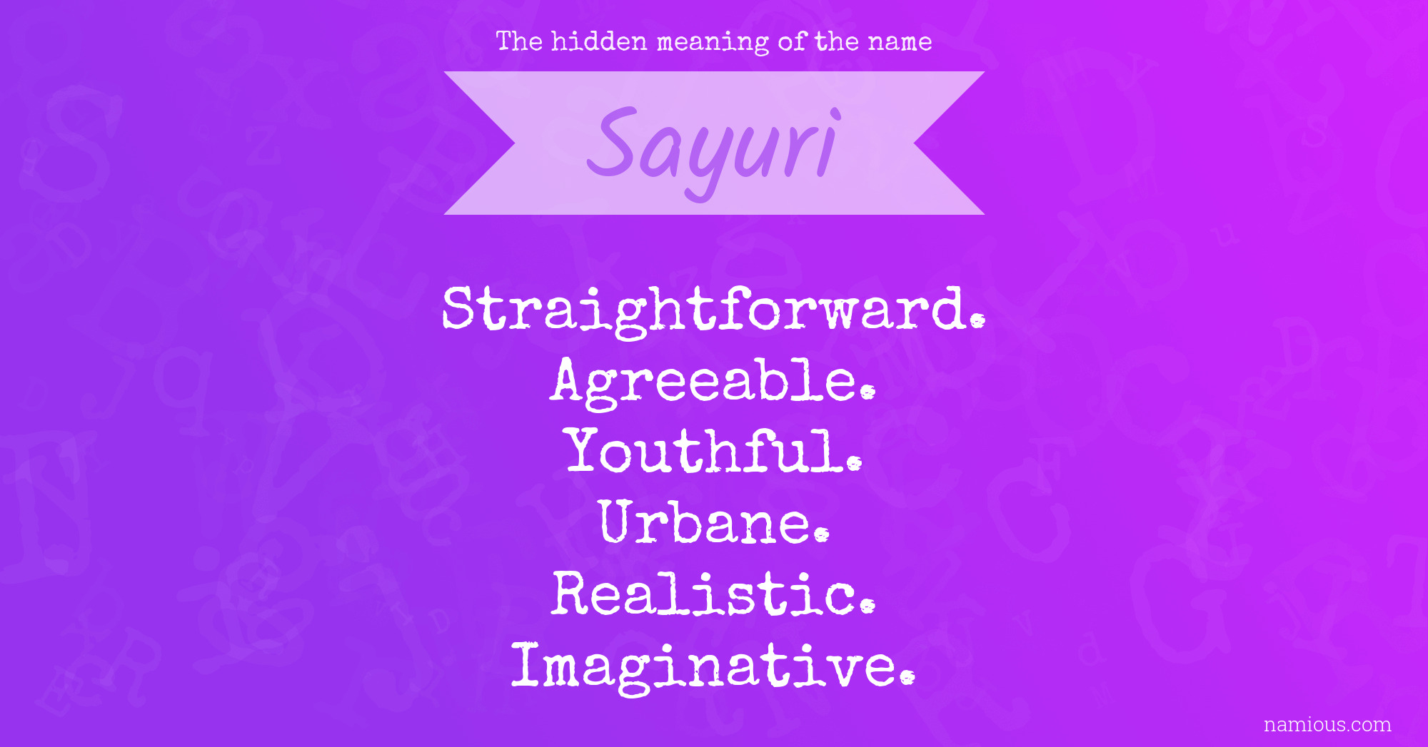 The hidden meaning of the name Sayuri