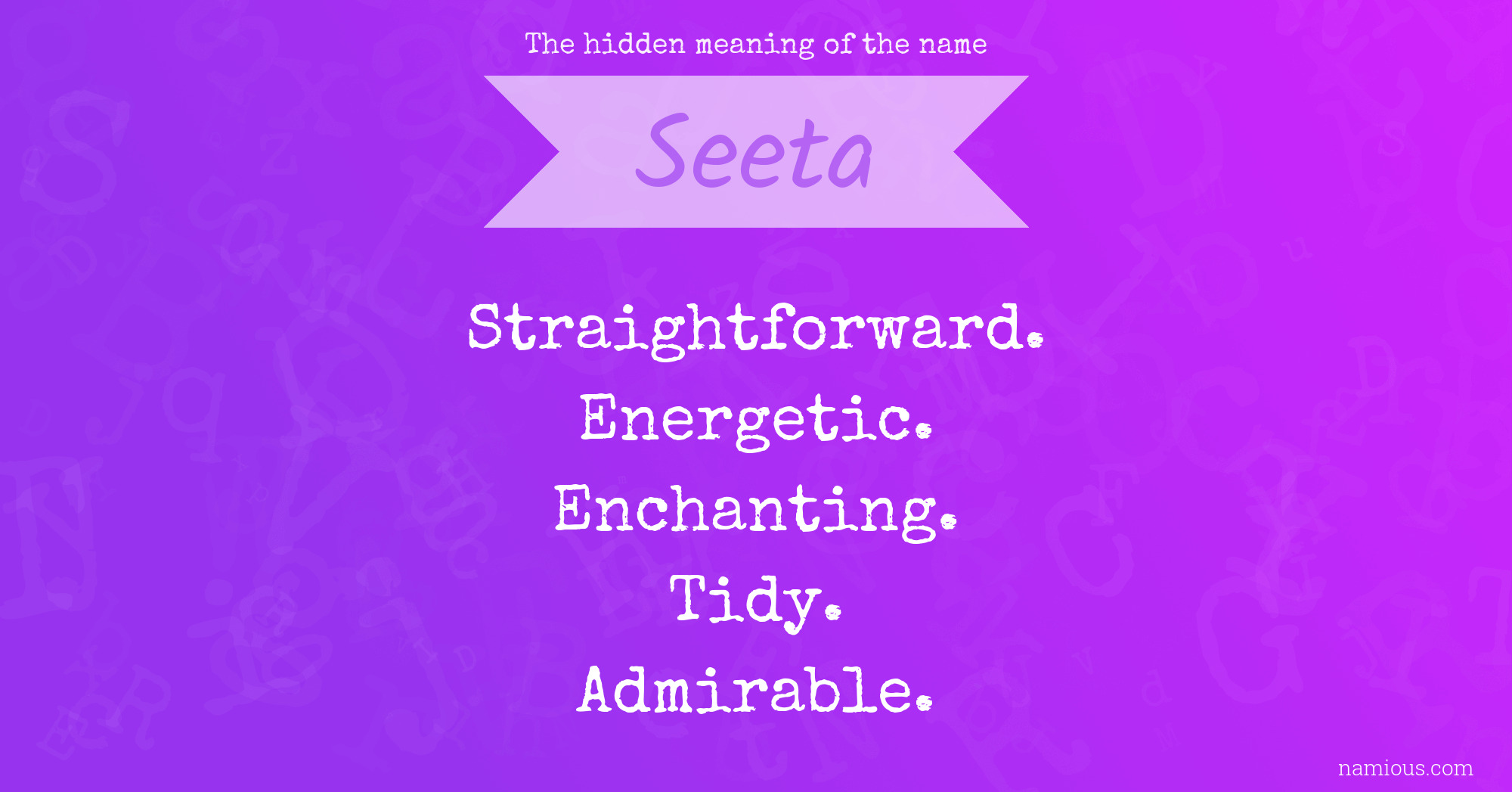 The hidden meaning of the name Seeta