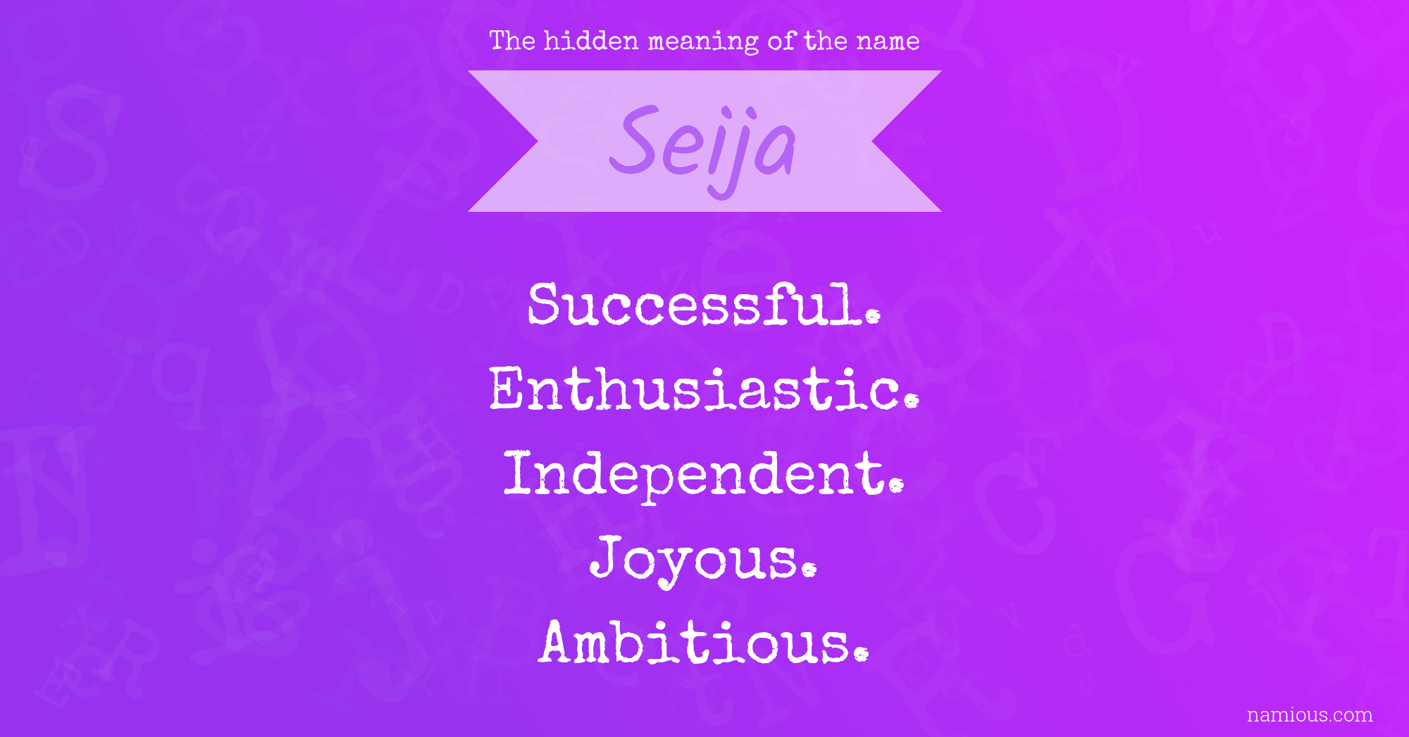 The hidden meaning of the name Seija