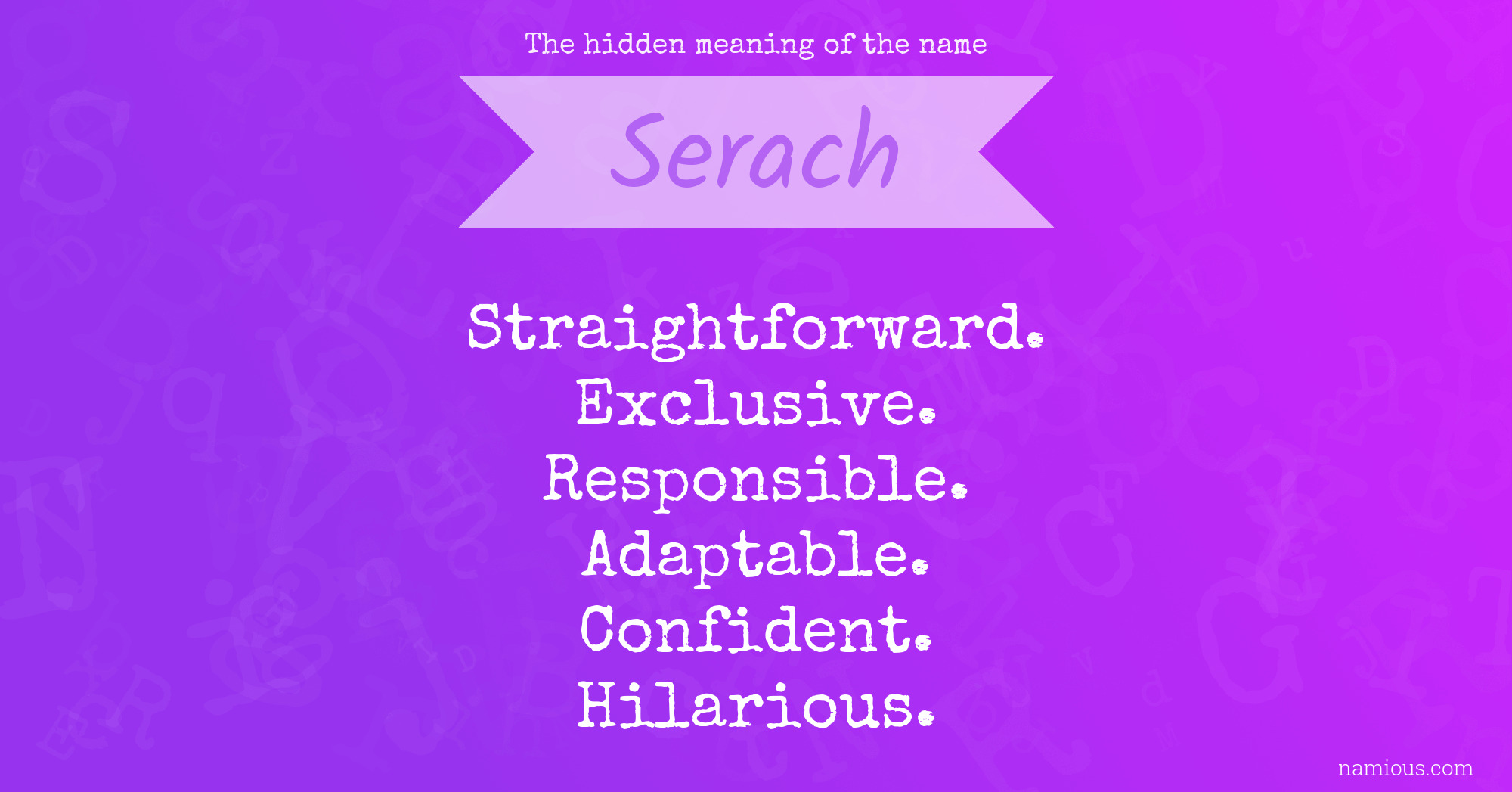 The hidden meaning of the name Serach