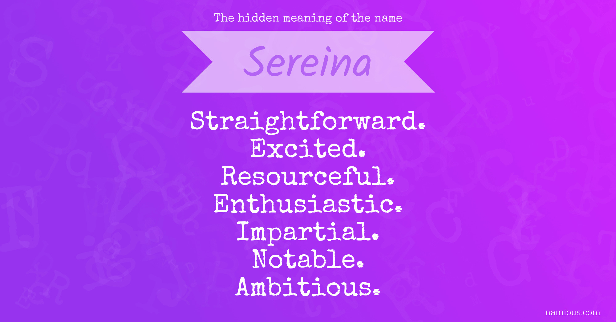 The hidden meaning of the name Sereina