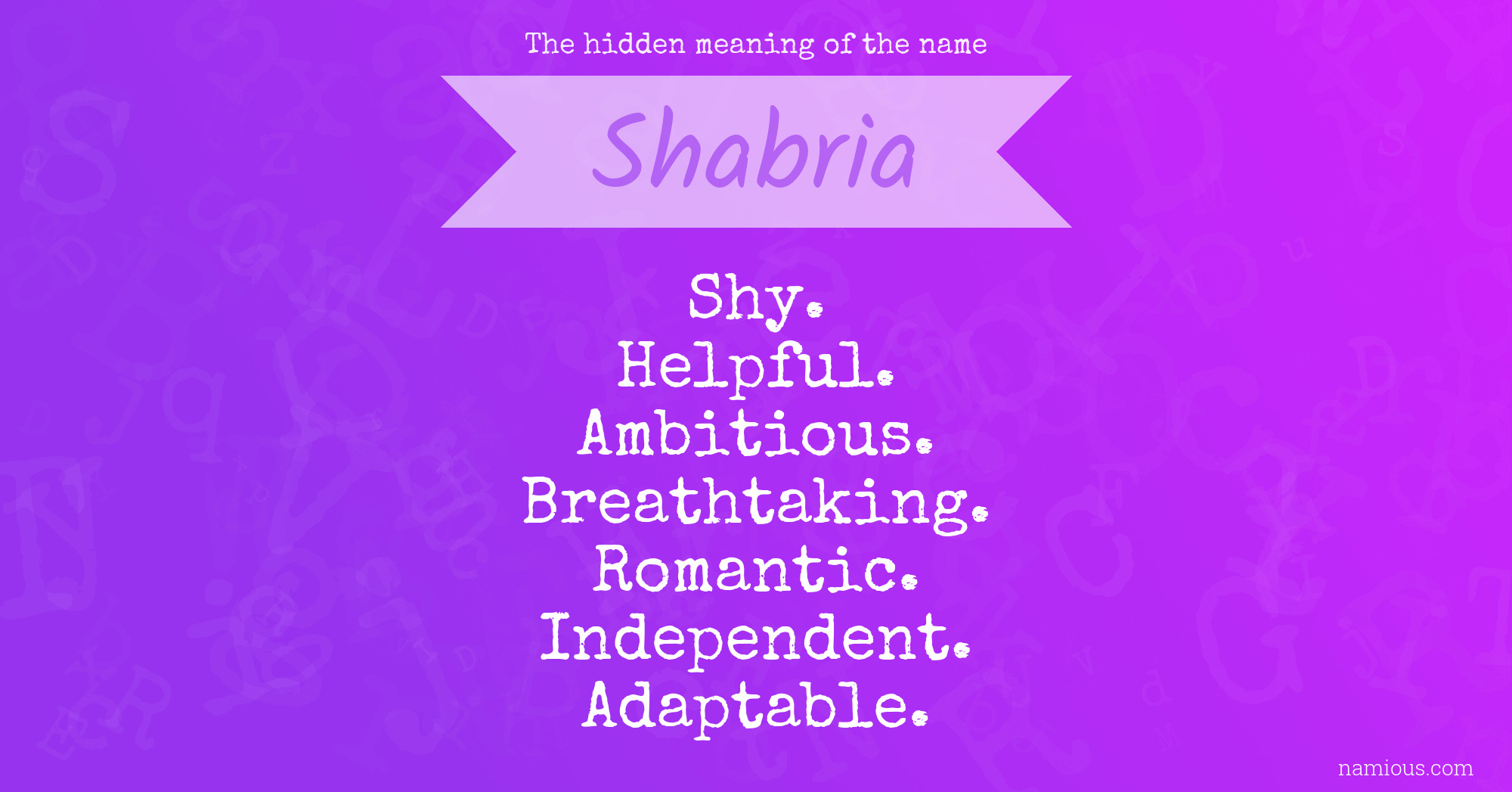 The hidden meaning of the name Shabria