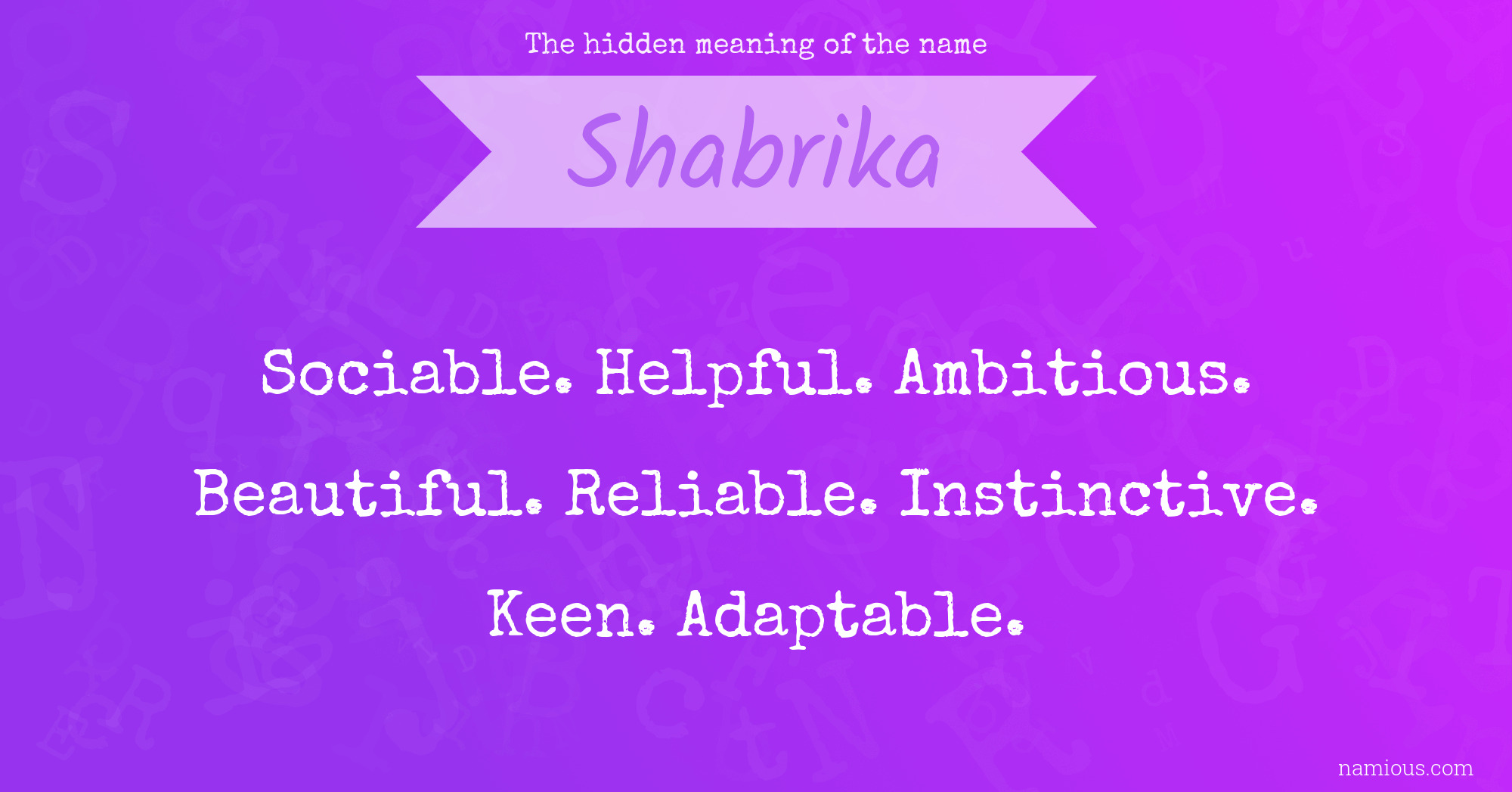 The hidden meaning of the name Shabrika