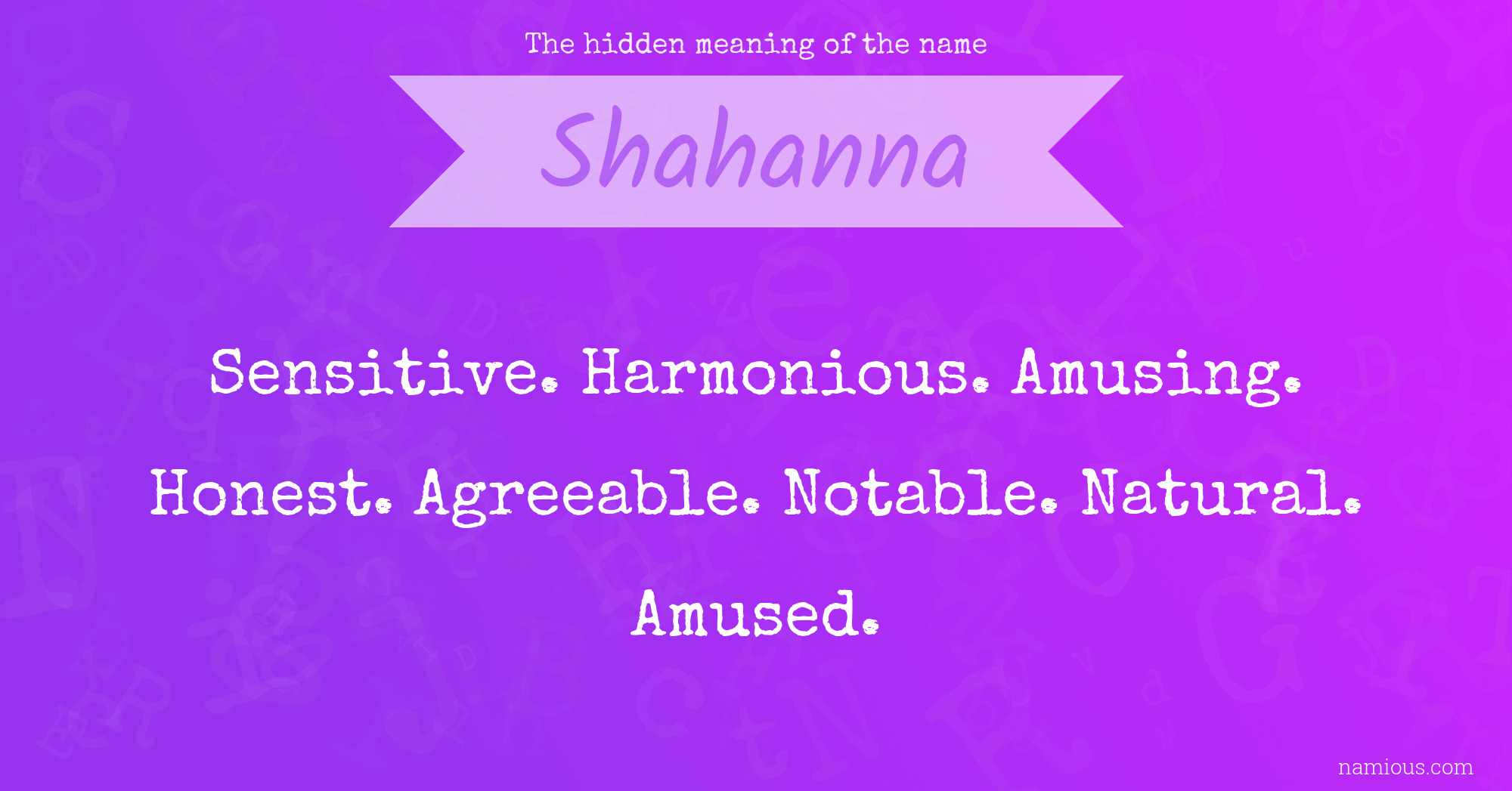 The hidden meaning of the name Shahanna