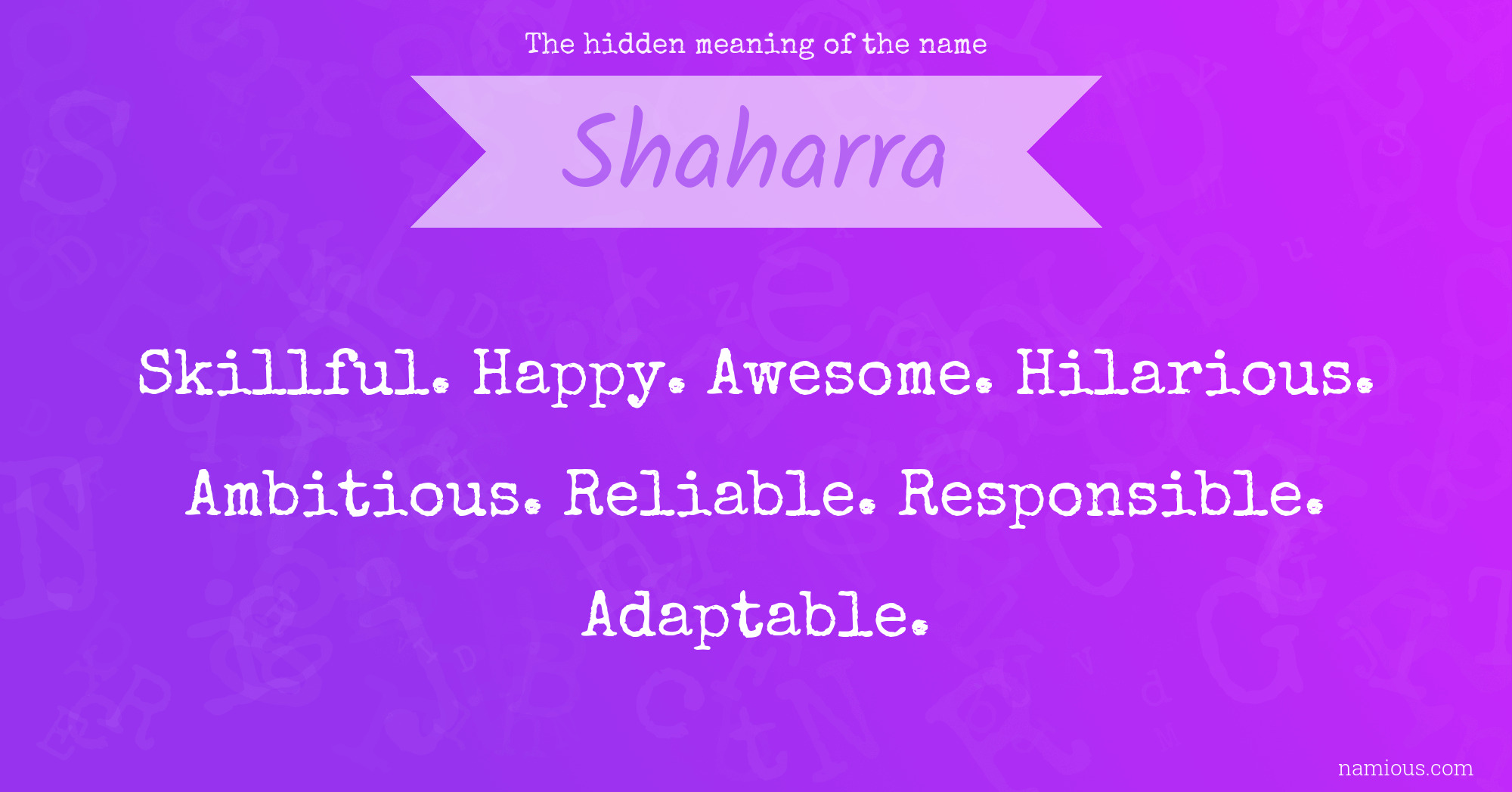 The hidden meaning of the name Shaharra