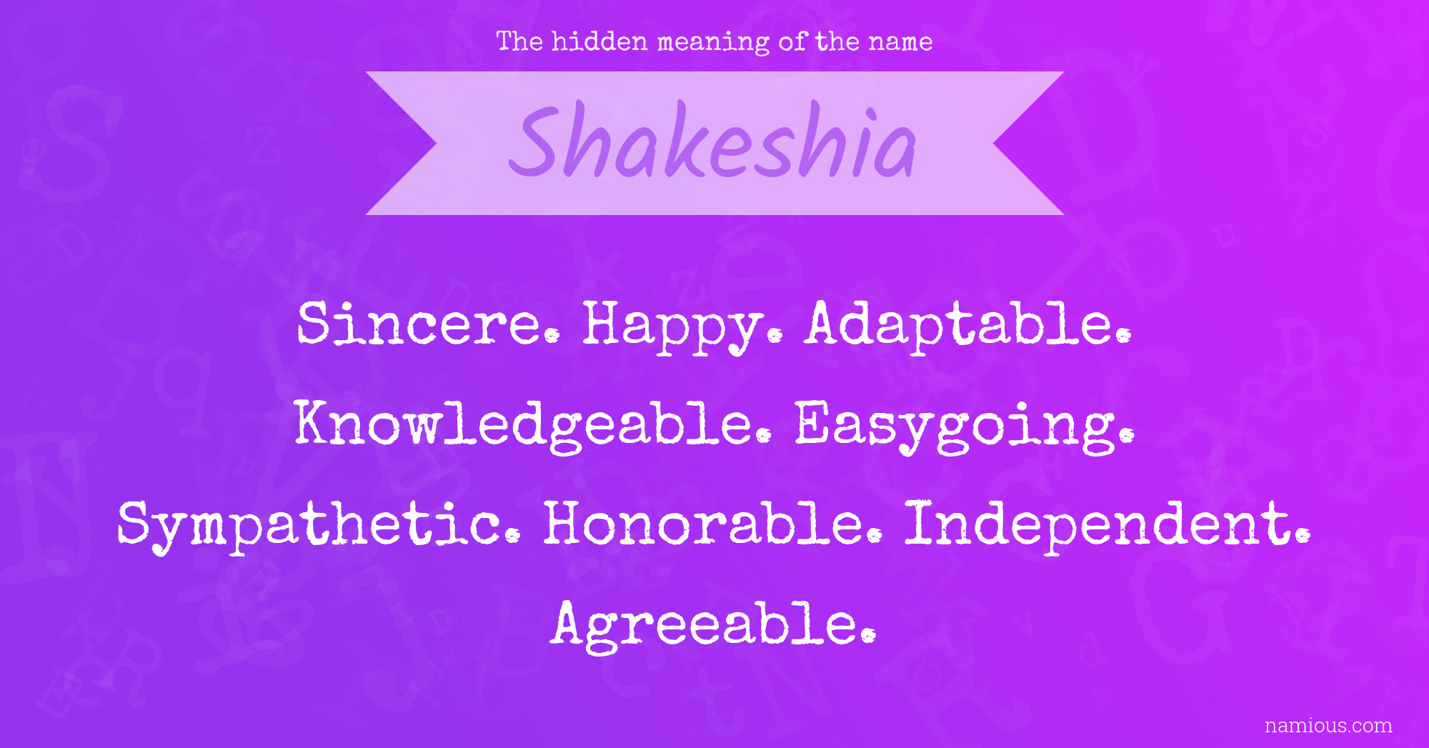 The hidden meaning of the name Shakeshia