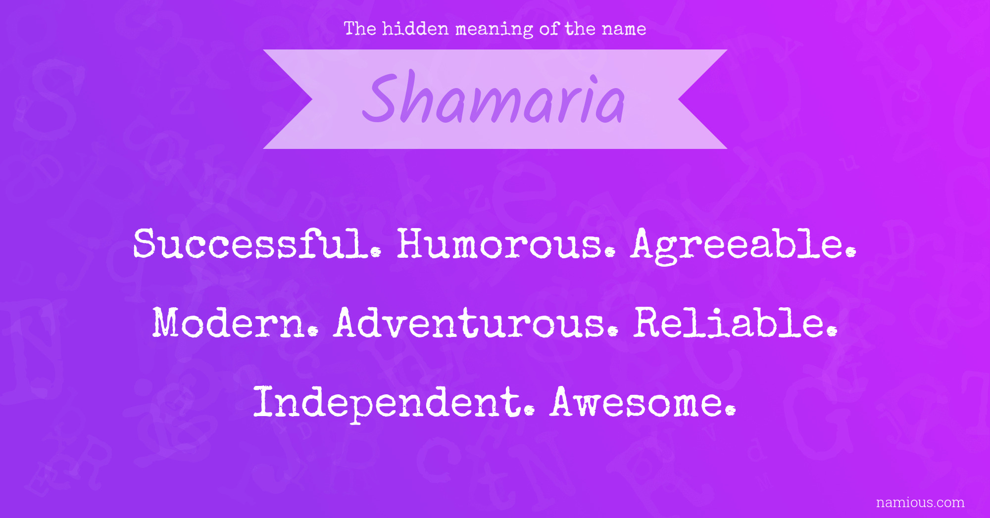 The hidden meaning of the name Shamaria