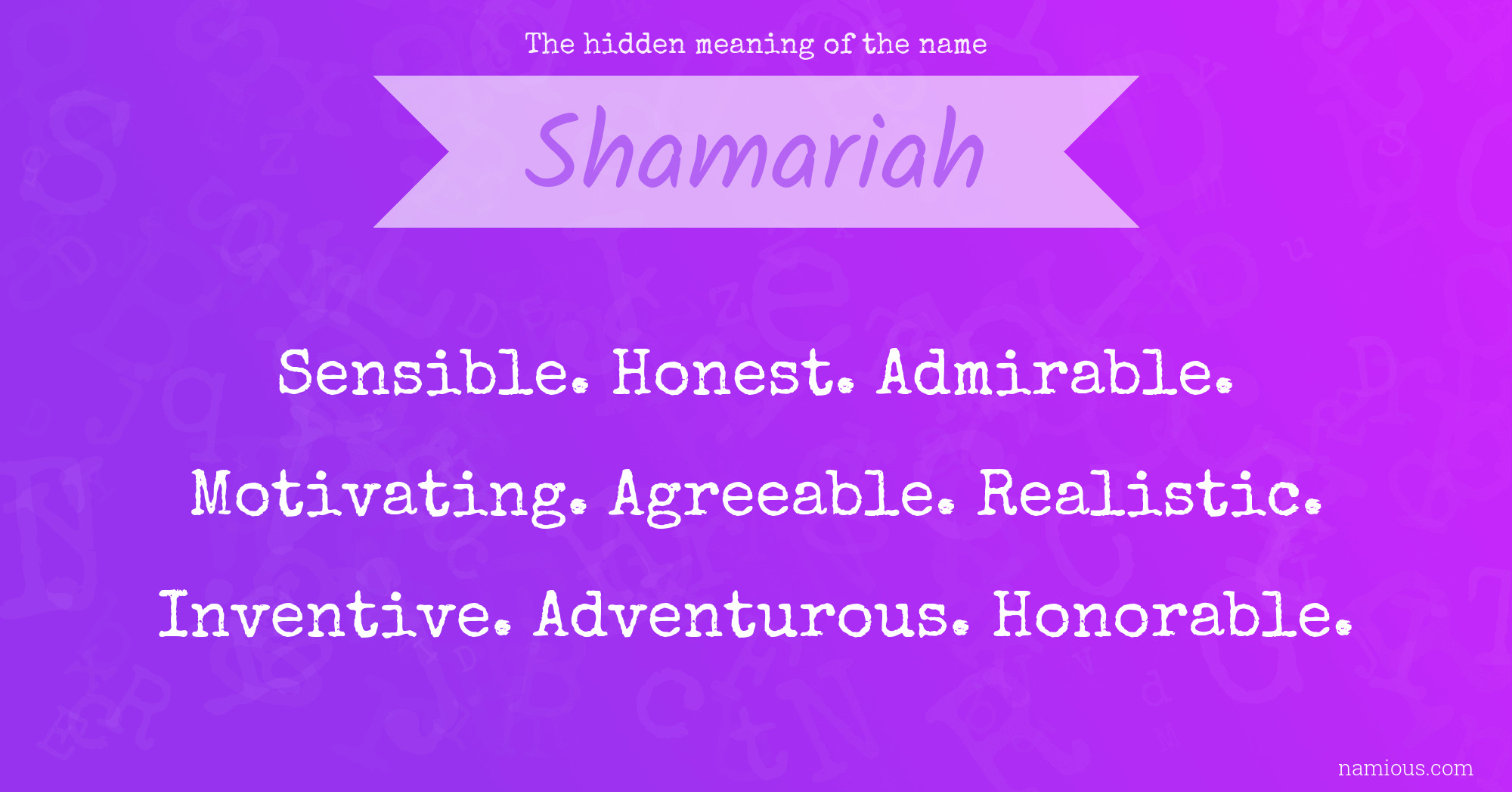 The hidden meaning of the name Shamariah