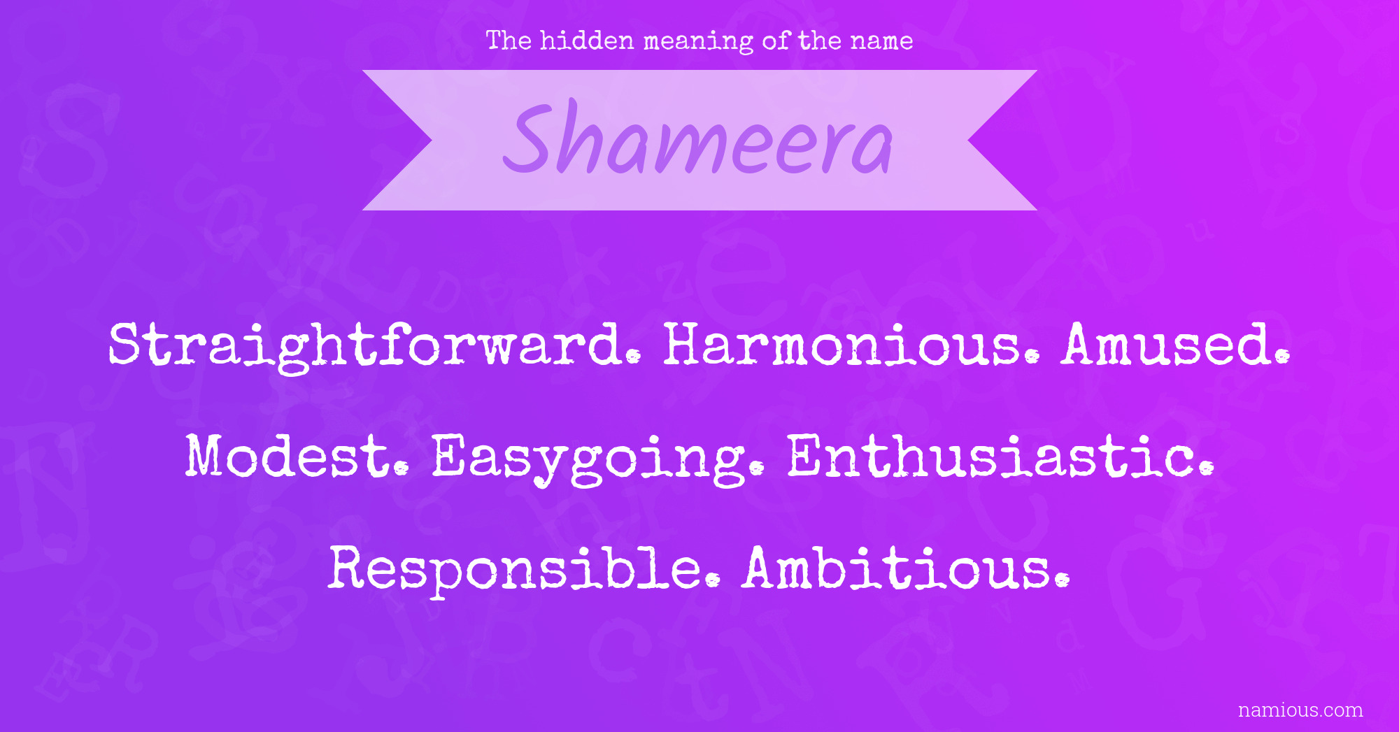 The hidden meaning of the name Shameera