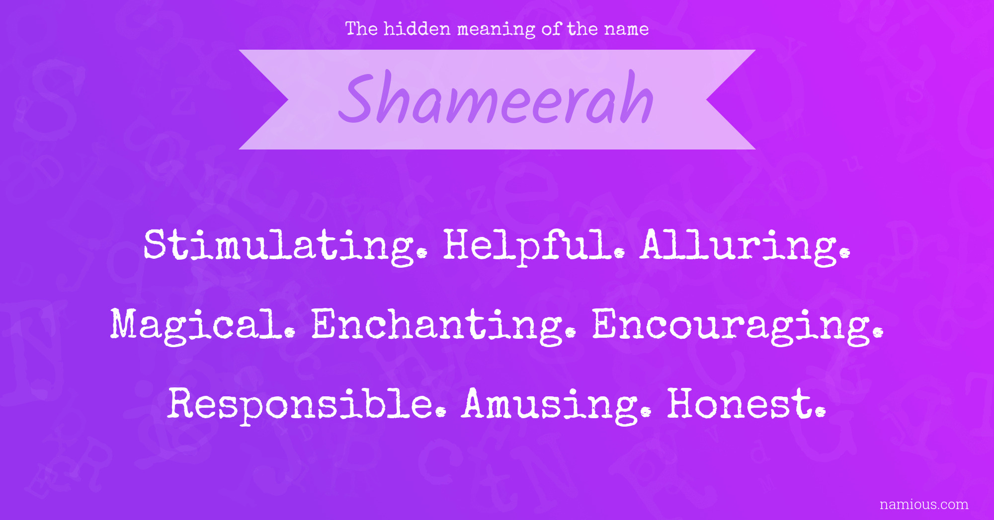 The hidden meaning of the name Shameerah