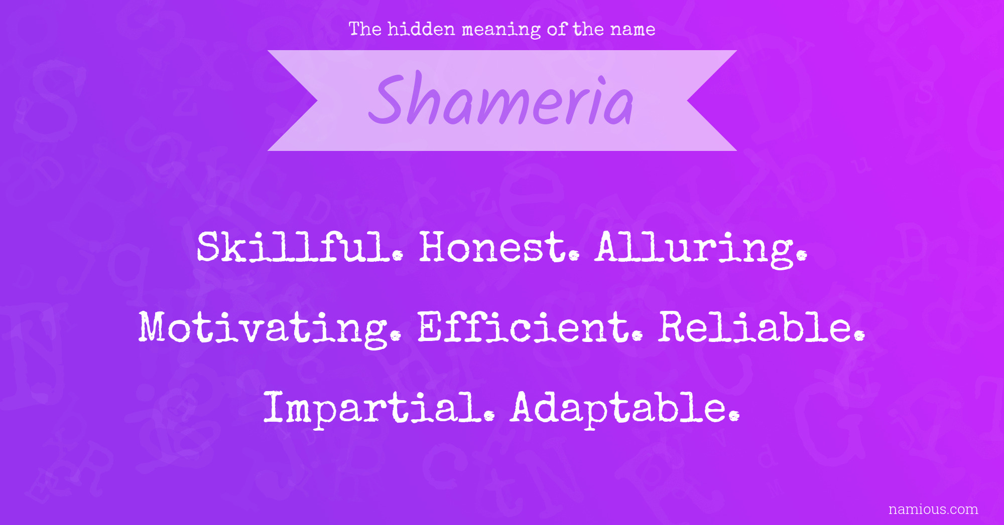 The hidden meaning of the name Shameria