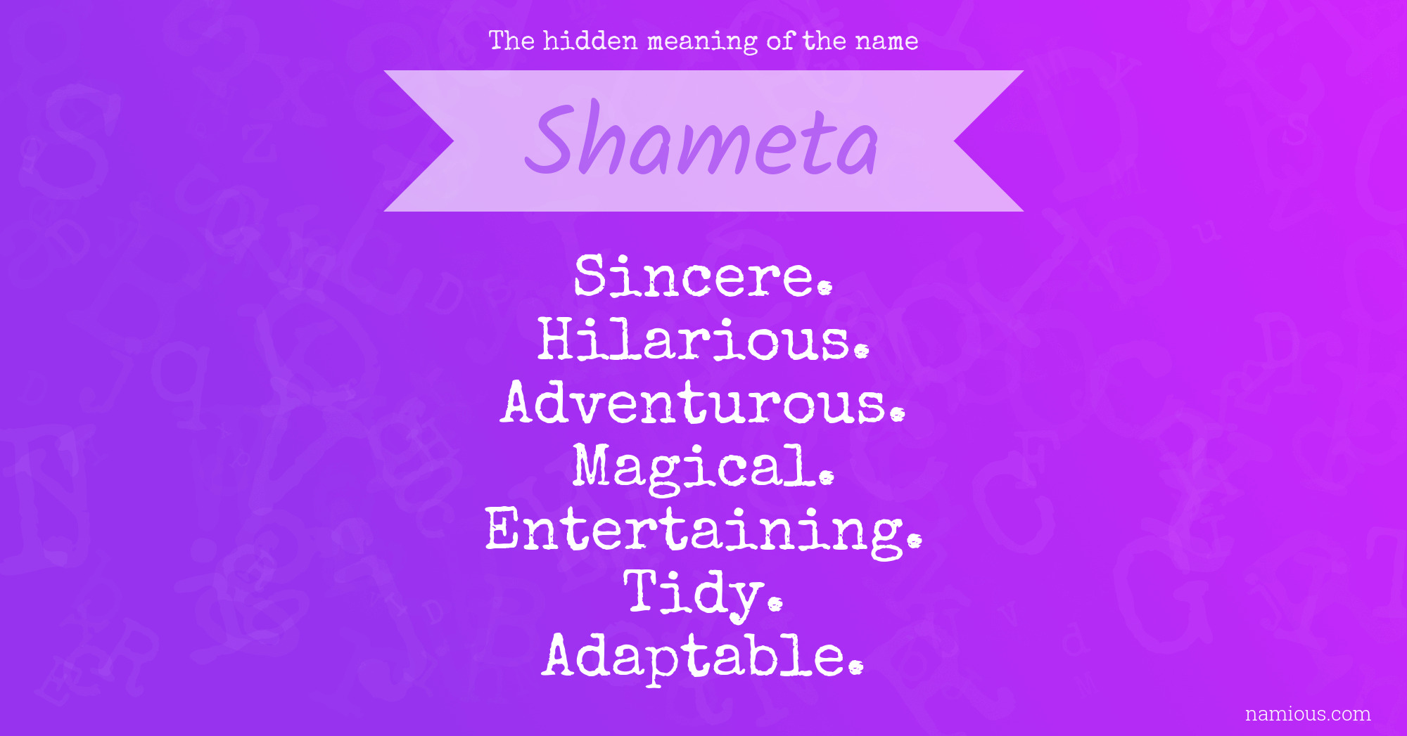 The hidden meaning of the name Shameta