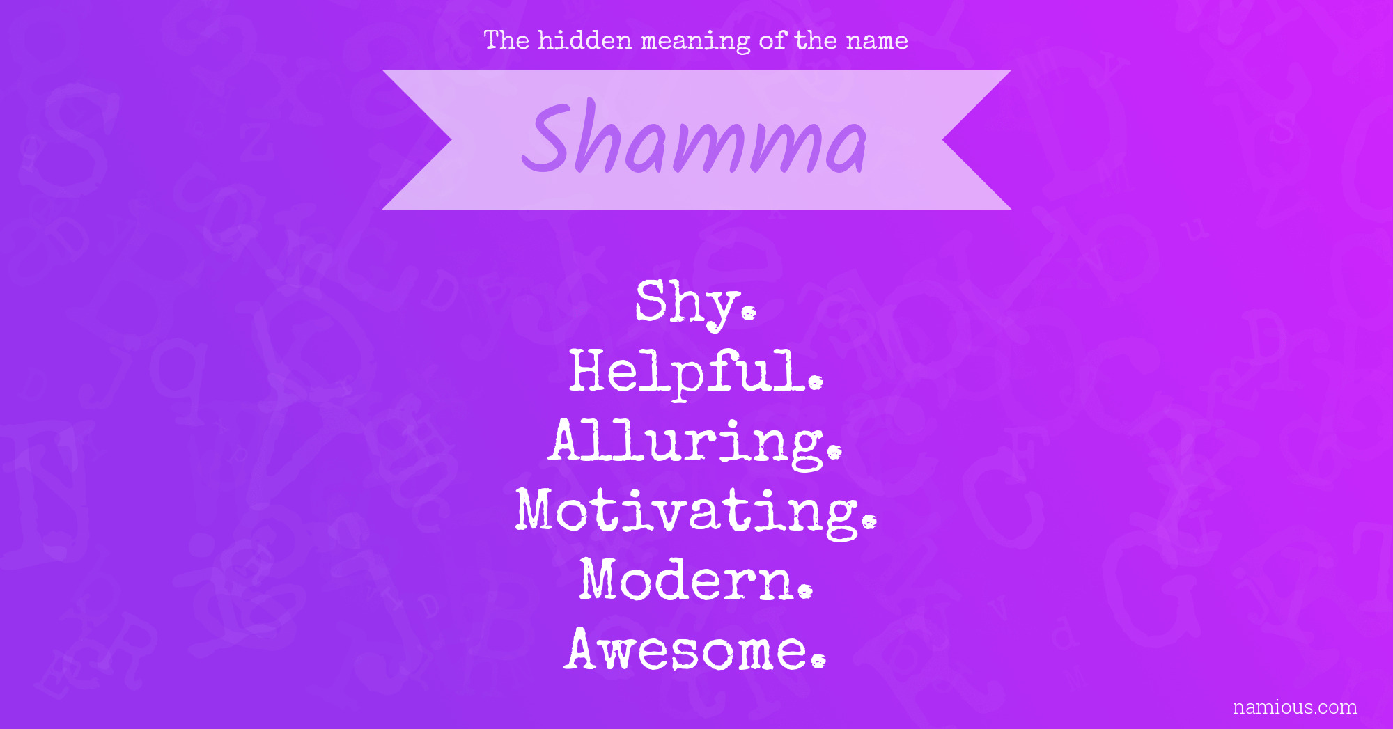 The hidden meaning of the name Shamma