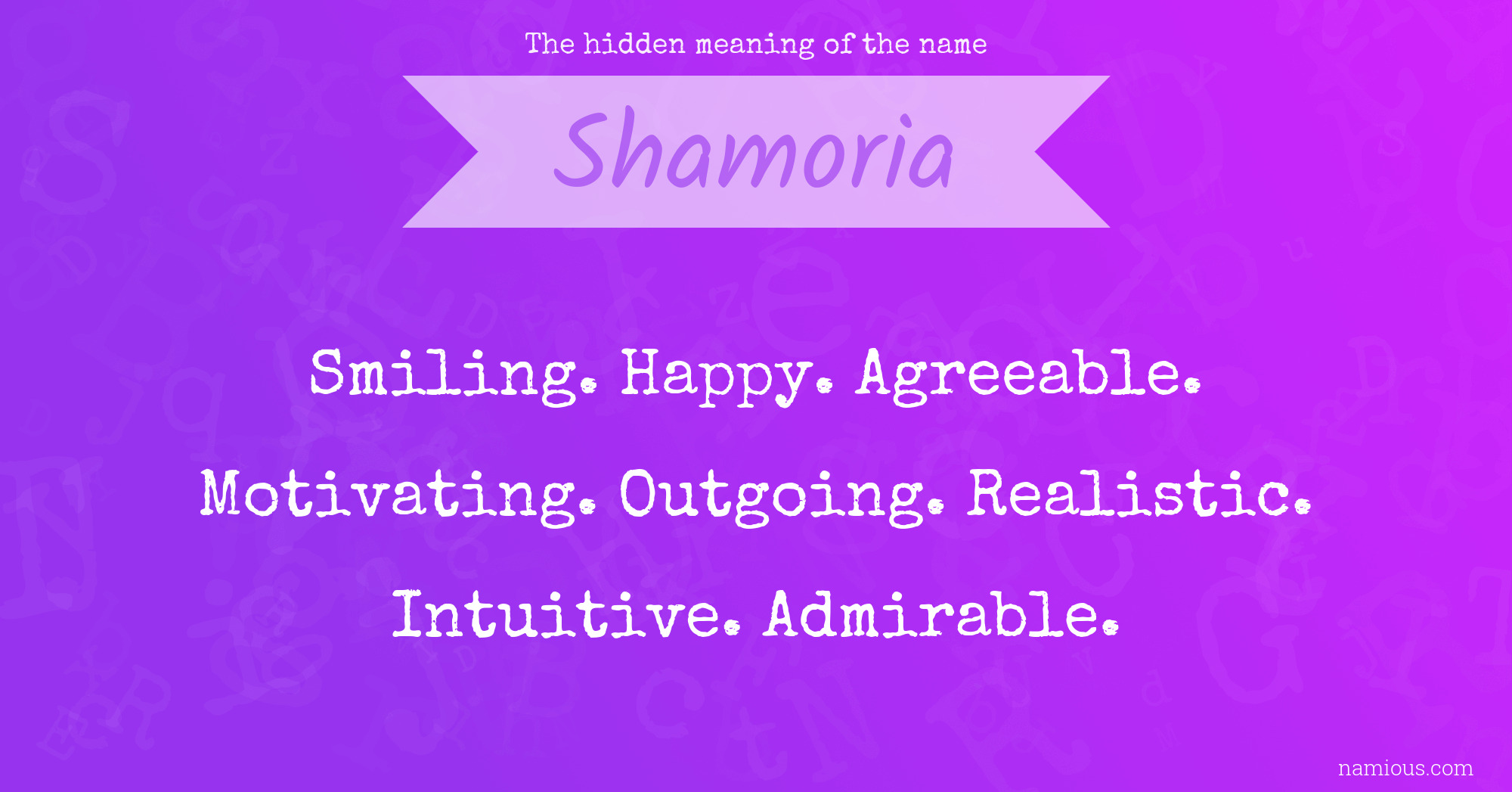 The hidden meaning of the name Shamoria