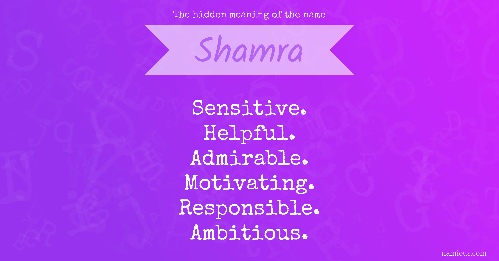 The hidden meaning of the name Shamra