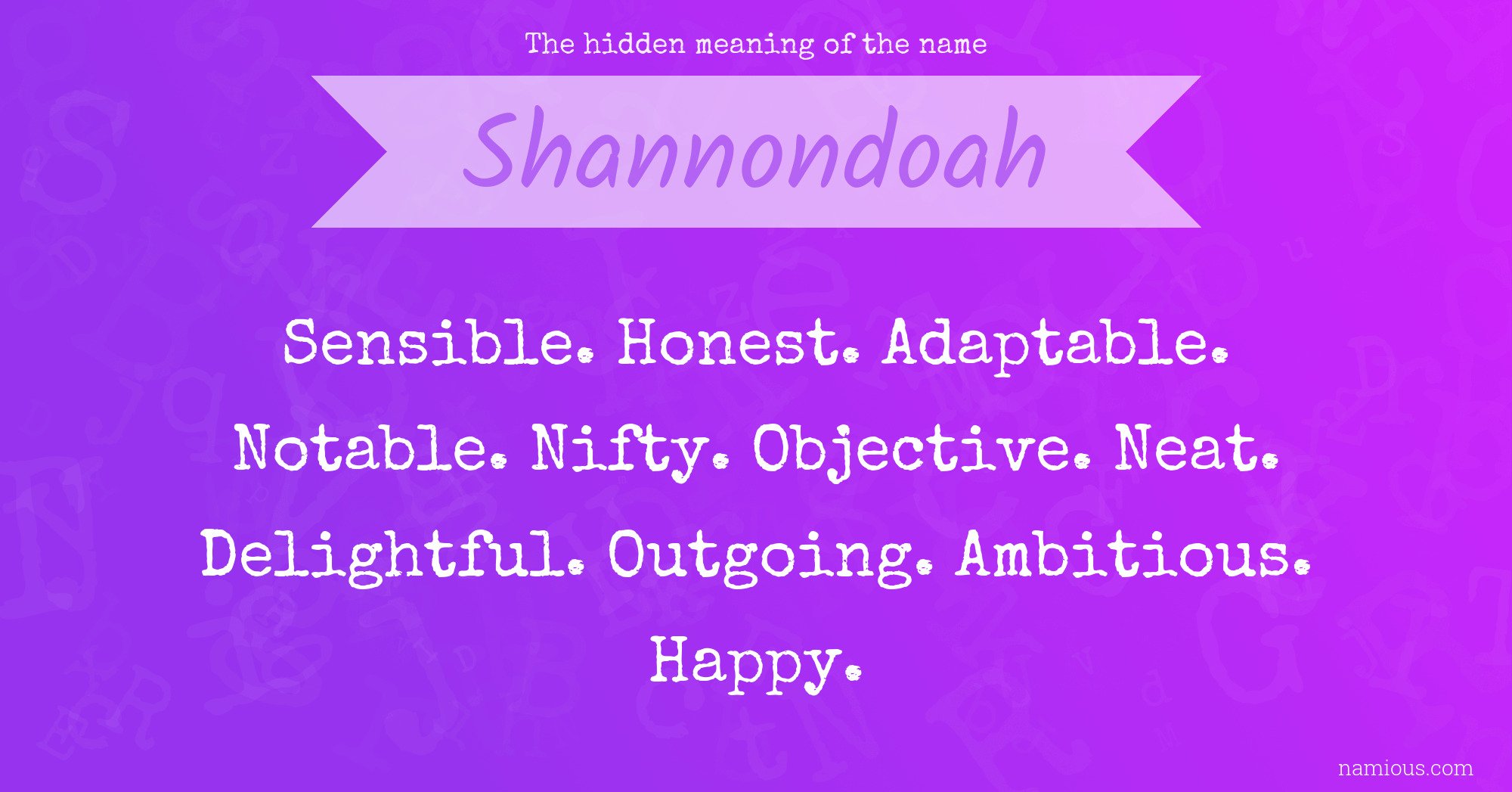 The hidden meaning of the name Shannondoah