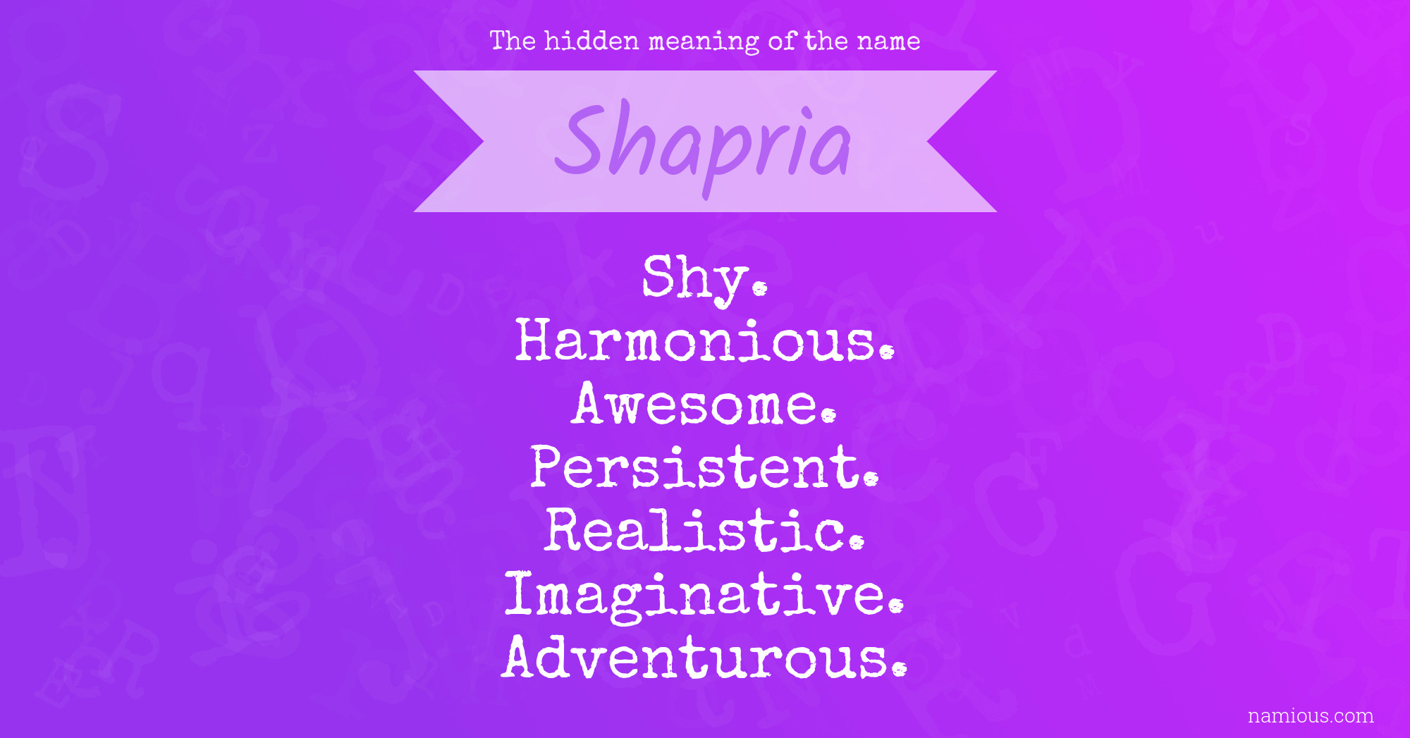 The hidden meaning of the name Shapria