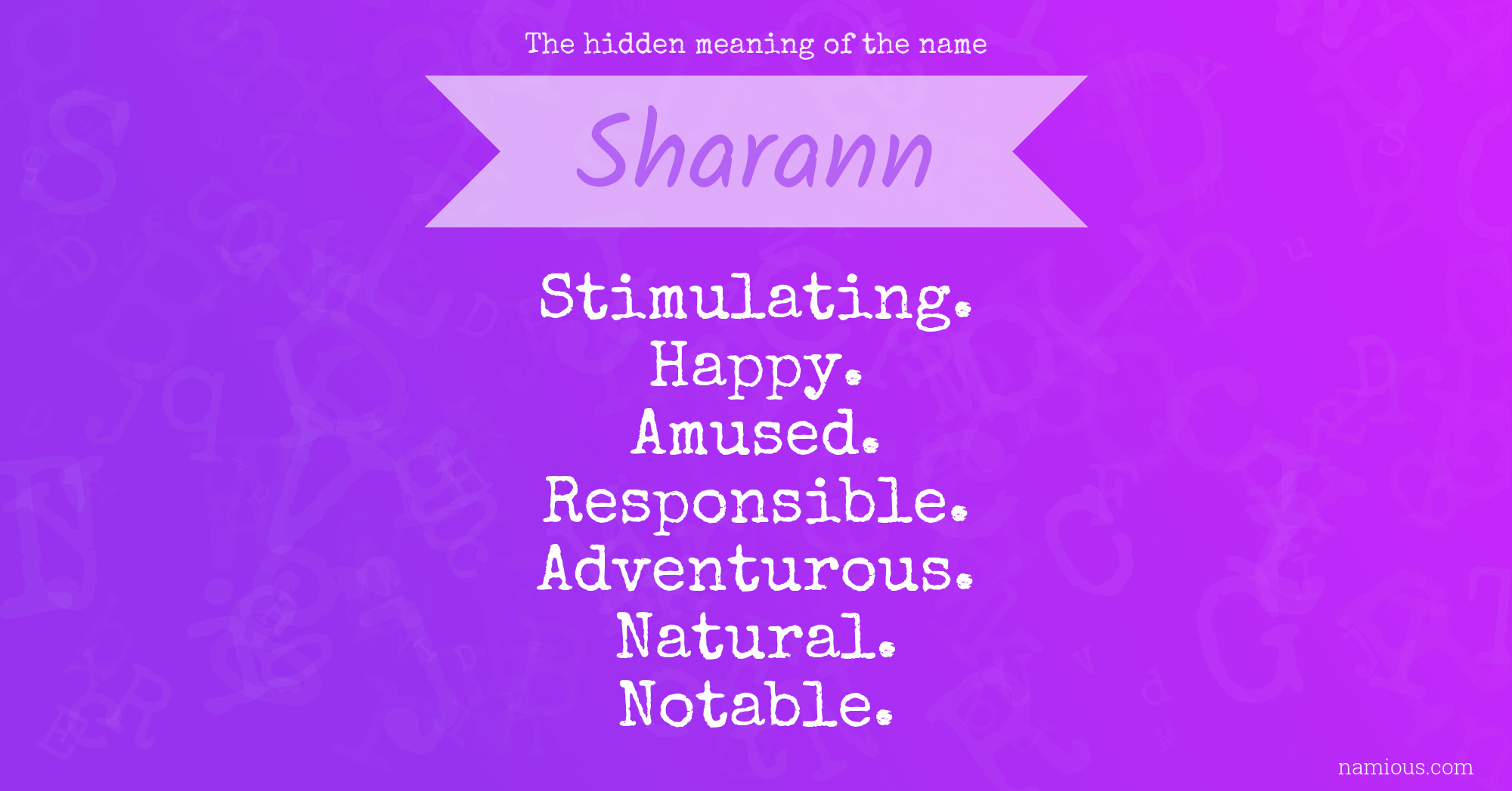 The hidden meaning of the name Sharann