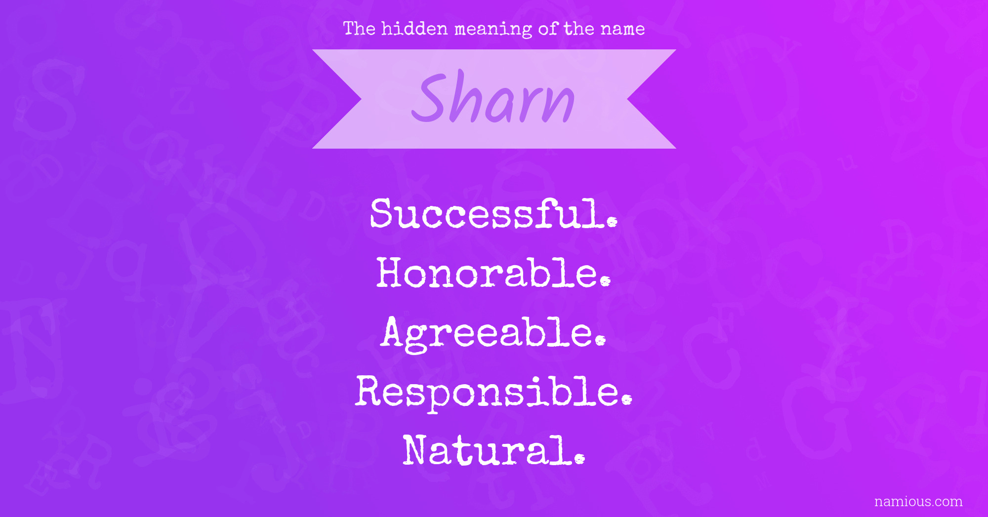 The hidden meaning of the name Sharn