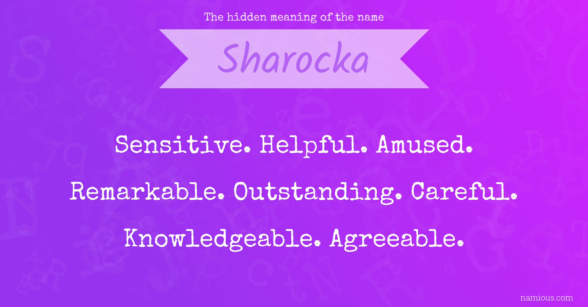 The hidden meaning of the name Sharocka