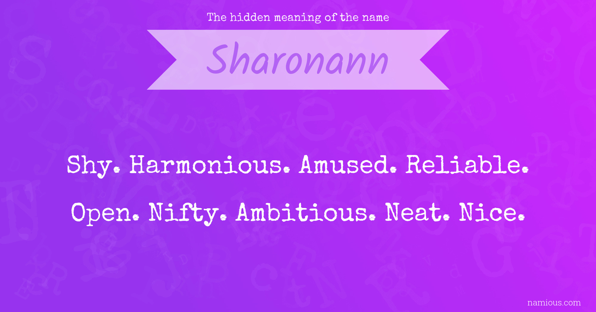 The hidden meaning of the name Sharonann