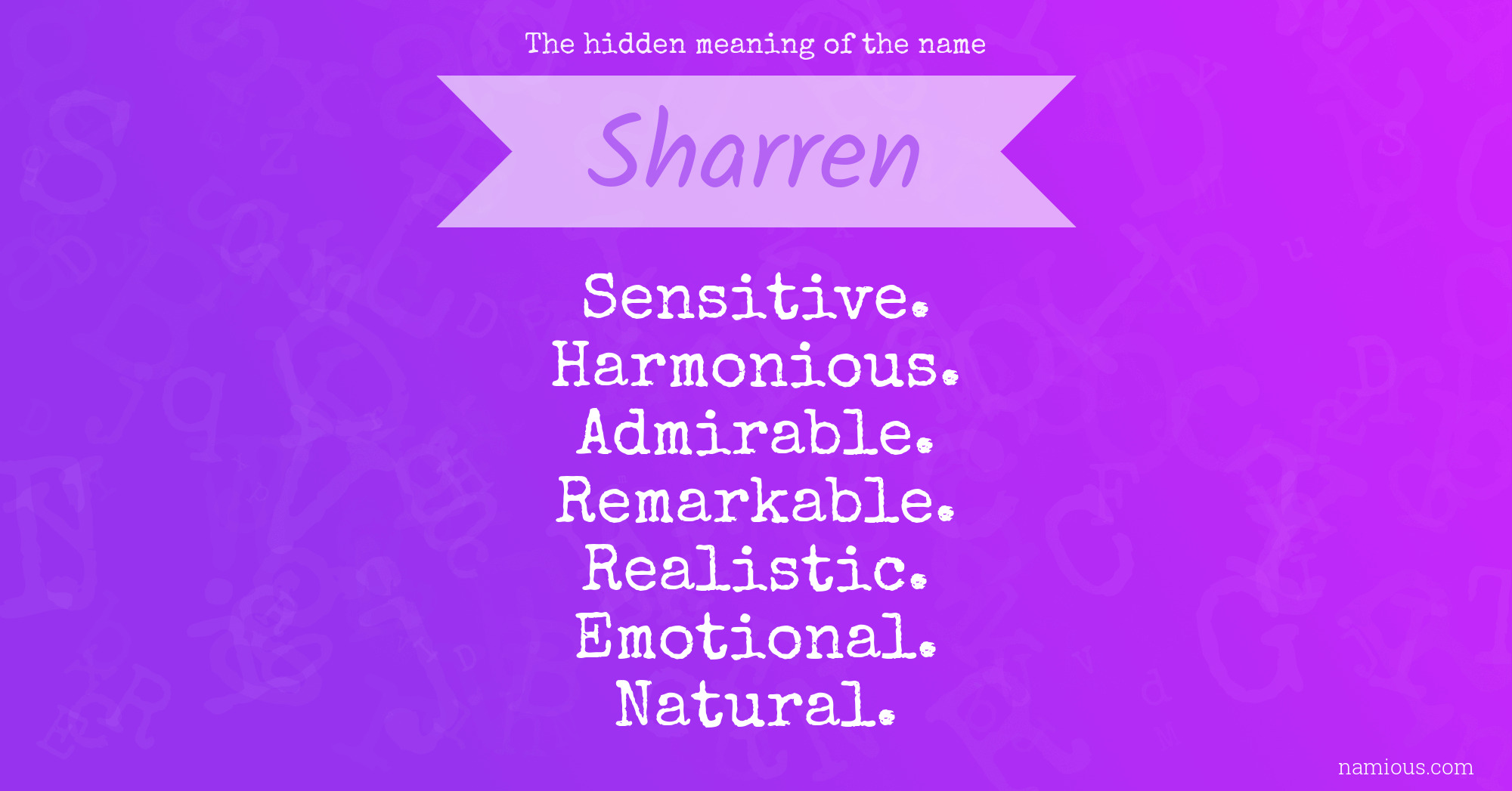 The hidden meaning of the name Sharren