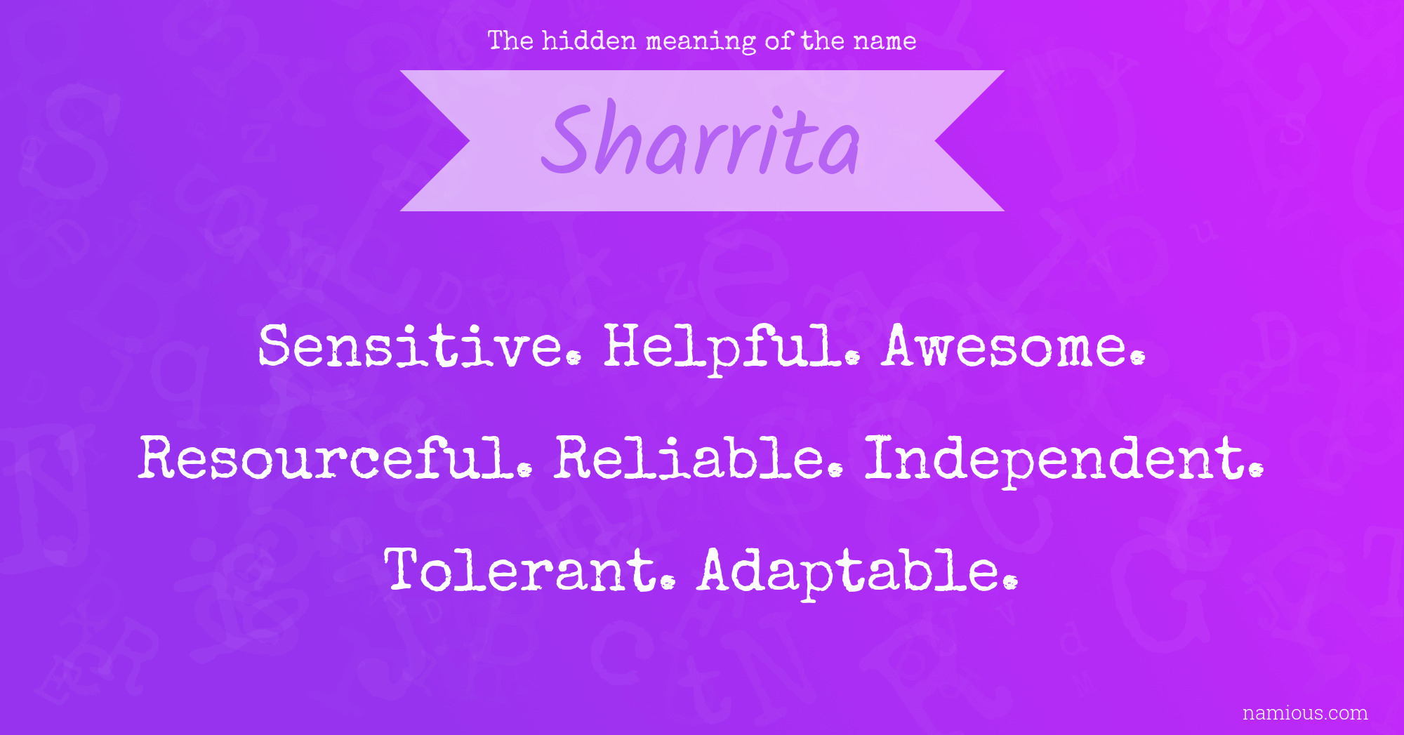 The hidden meaning of the name Sharrita