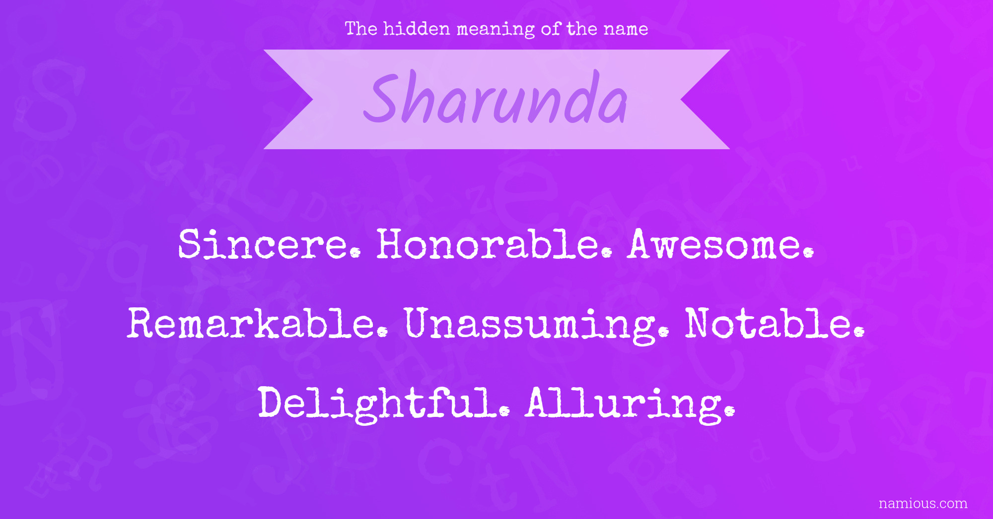 The hidden meaning of the name Sharunda